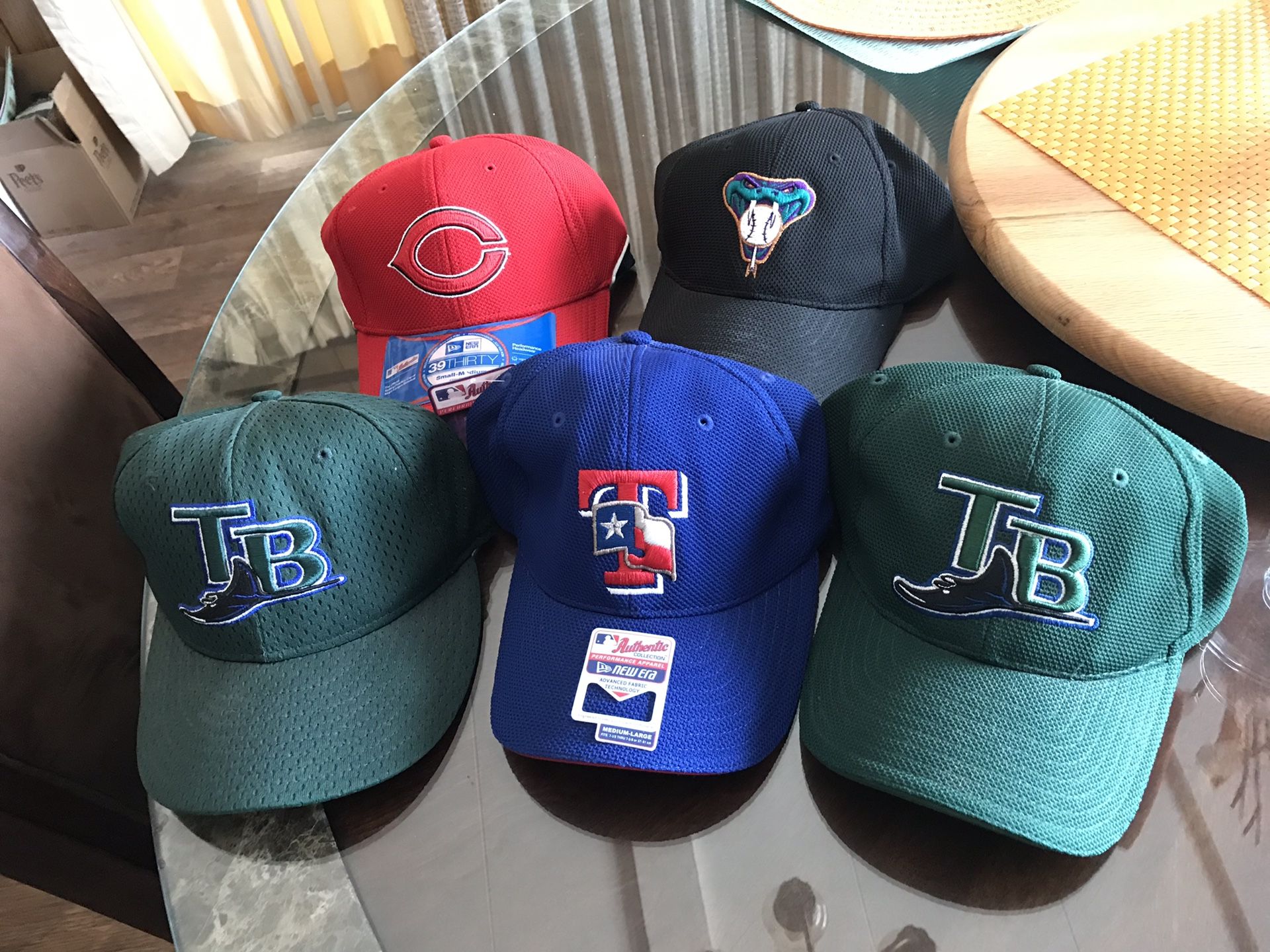 Baseball caps and shirts