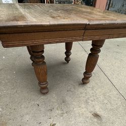 Antique Oak Table With Castors 