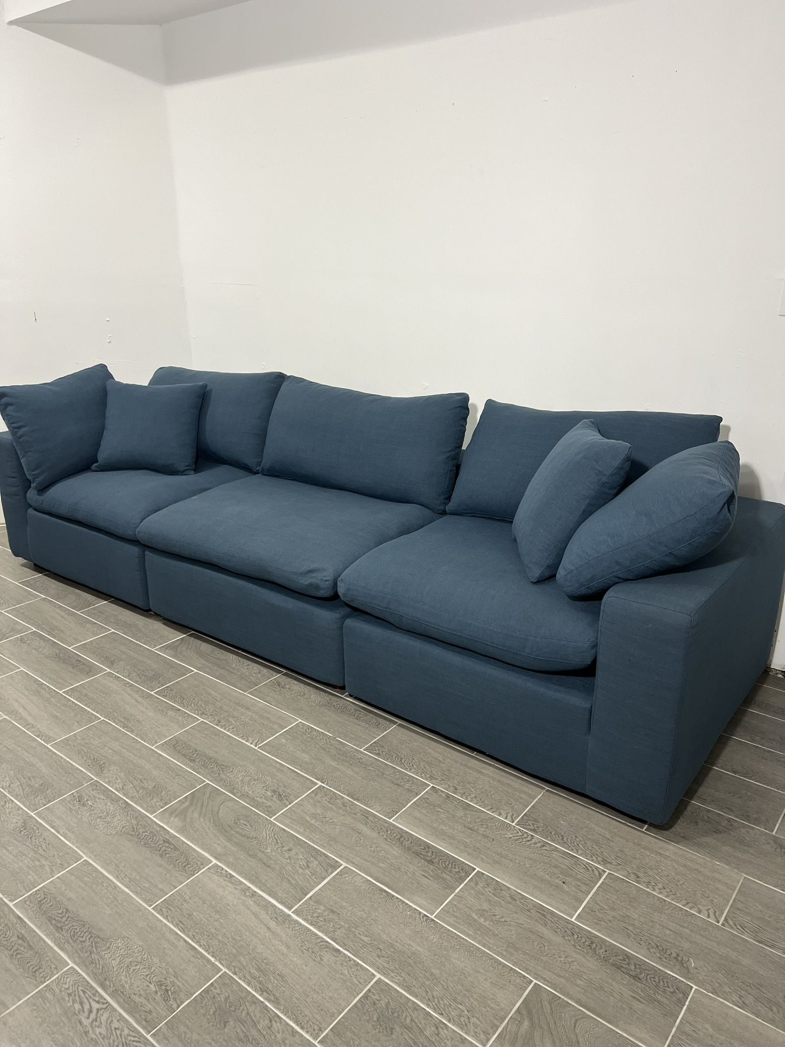 Sectional Cloud Couch Blue Fabric Modular Sofa FREE DELIVERY