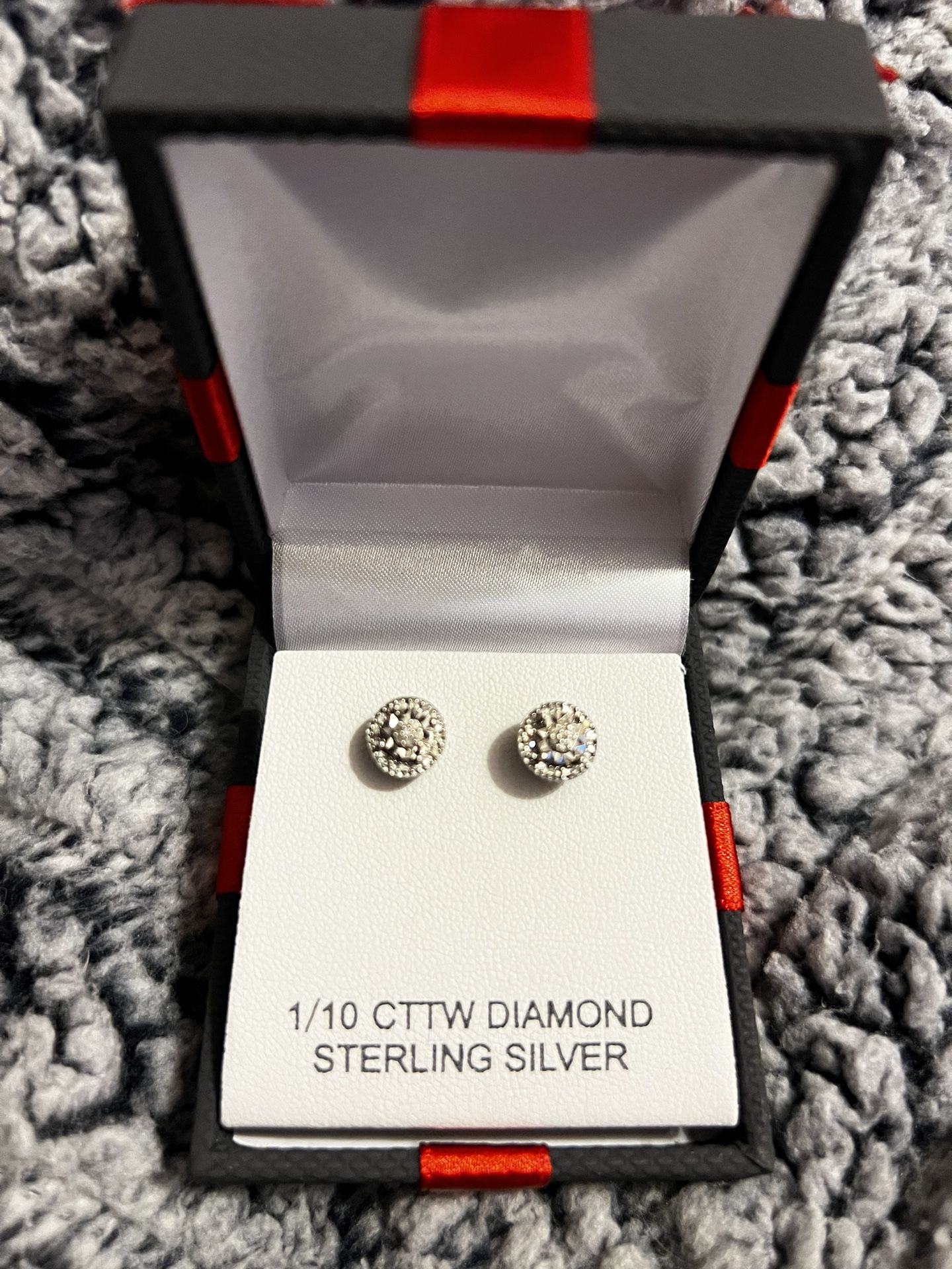 1/10 CTTW Diamond Sterling Silver Stud Earrings