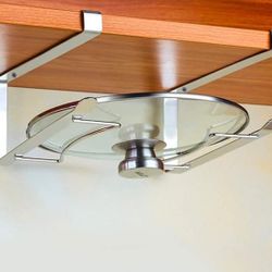 Stainless Steel Kitchen Cabinet Pot Lid Rack Holder, Under Cabinet Adjustable Rack While Cooking, Extensible Pot Lid Organizer, Cutting Board or Chopp