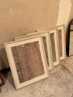 Set of 4 Framed Textile Wall Art Panels
