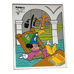 Vintage Playskool Walt Disney Wooden Puzzle 18-Pc Fantasia Sorcerers Apprentice