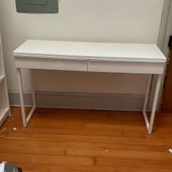 White IKEA Non-toxic Desk With Rollout Drawers