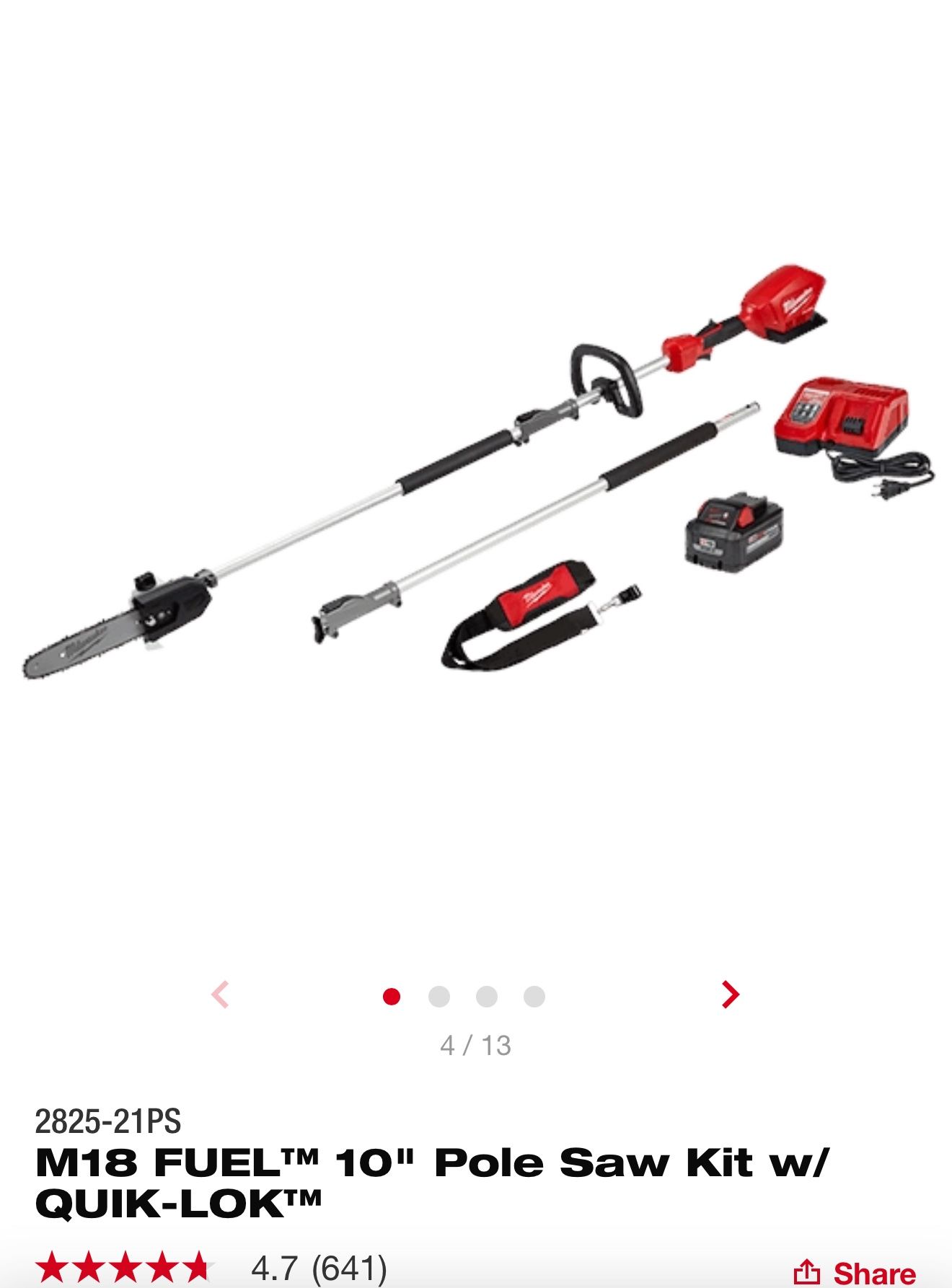 Milwaukee M18 pole saw, Full Kit