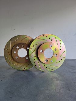 1998 Volkswagen Golf Front Drilled & Slotted Brake Rotors Gold Zinc