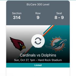 Miami Dolphins Ticket 2 Tickets The Pair 