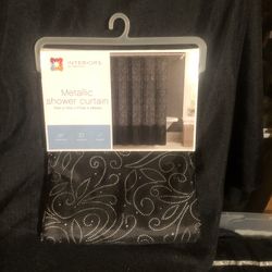 Black And Silver Shower Curtain 