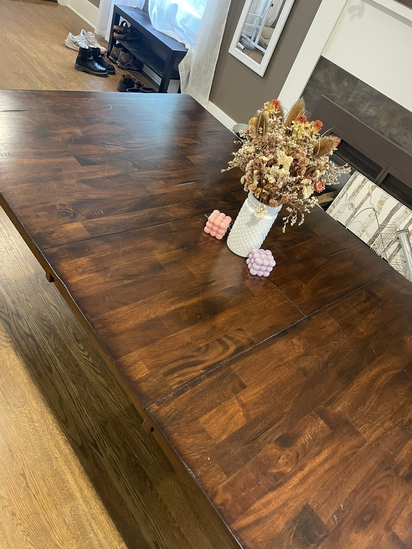 Wooden Dining Table with Leaf