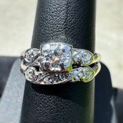 Jewelry 14k solid white gold  natural diamond 0.40CTW heart ring size 8.25