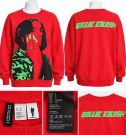 Billie Eilish H&M Divided Sweatshirt Womens Small Red Green Graphic Crewneck