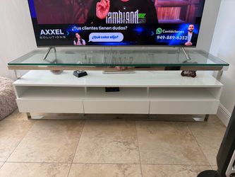 Modern White & Glass TV Stand / Entertainment Center