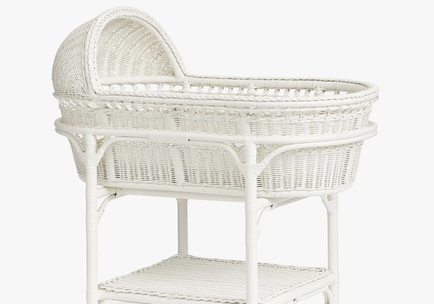 Pottery Barn White Wicker Bassinet