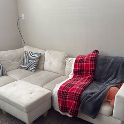 97.5" Wide Microfiber Sofa & Chaise with Ottoman