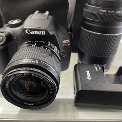 Canon Eos Rebel T7 With 2 Lenses And Charger Plus Carry Case Bundle Pre Owned