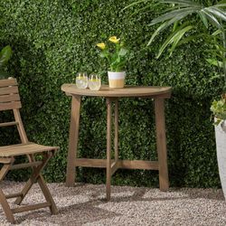 30" Outdoor Patio Acacia Wood (Teak Finish) Half Moon Folding (Flip Up) Table [NEW]  **Retails for $120  <Assembly Req> 