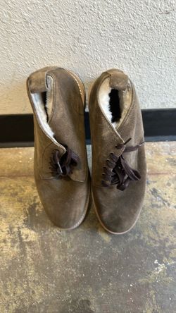 Brown Suede Shearling-Lined Lace-Up Shoes