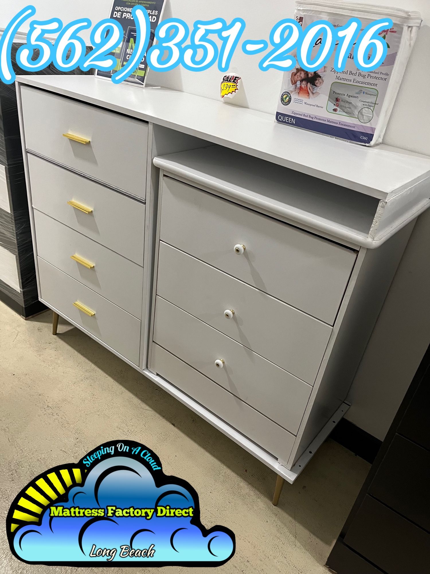 White Vanity Dresser Brand New Half Desk