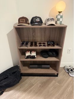Grey Wooden Night Stand/ Grey Shelves