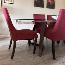 Red Dining Table Chairs (5)