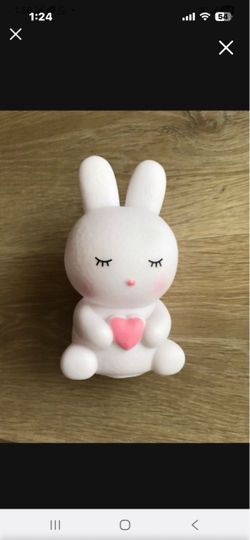 NEW Rabbit Bunny Love Heart Lamp 5” Tall Battery Operated