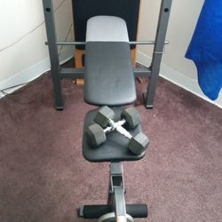 Weight Bench With Over 100lbs Steel Weights 
