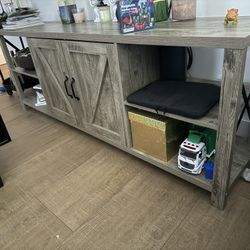 TV Stand Wood Metal Console 