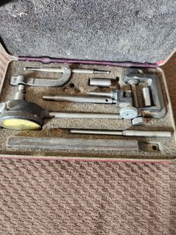 Vintage Starrett 196 Dial Indicator Set with Attachments and Original Case