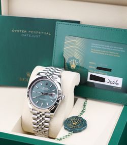 Rolex DateJust 41 Mint Green Dial Fluted Bezel On Jubilee 126334