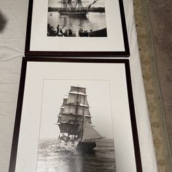 US framed navy ship Art
