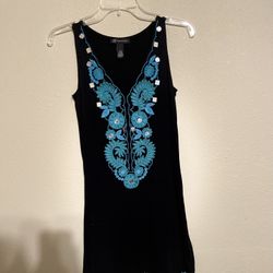 Black And Blue Embroidered Dress 