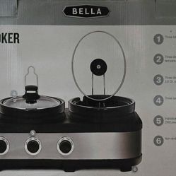 Like New Bella Triple Slow Cooker & Server 