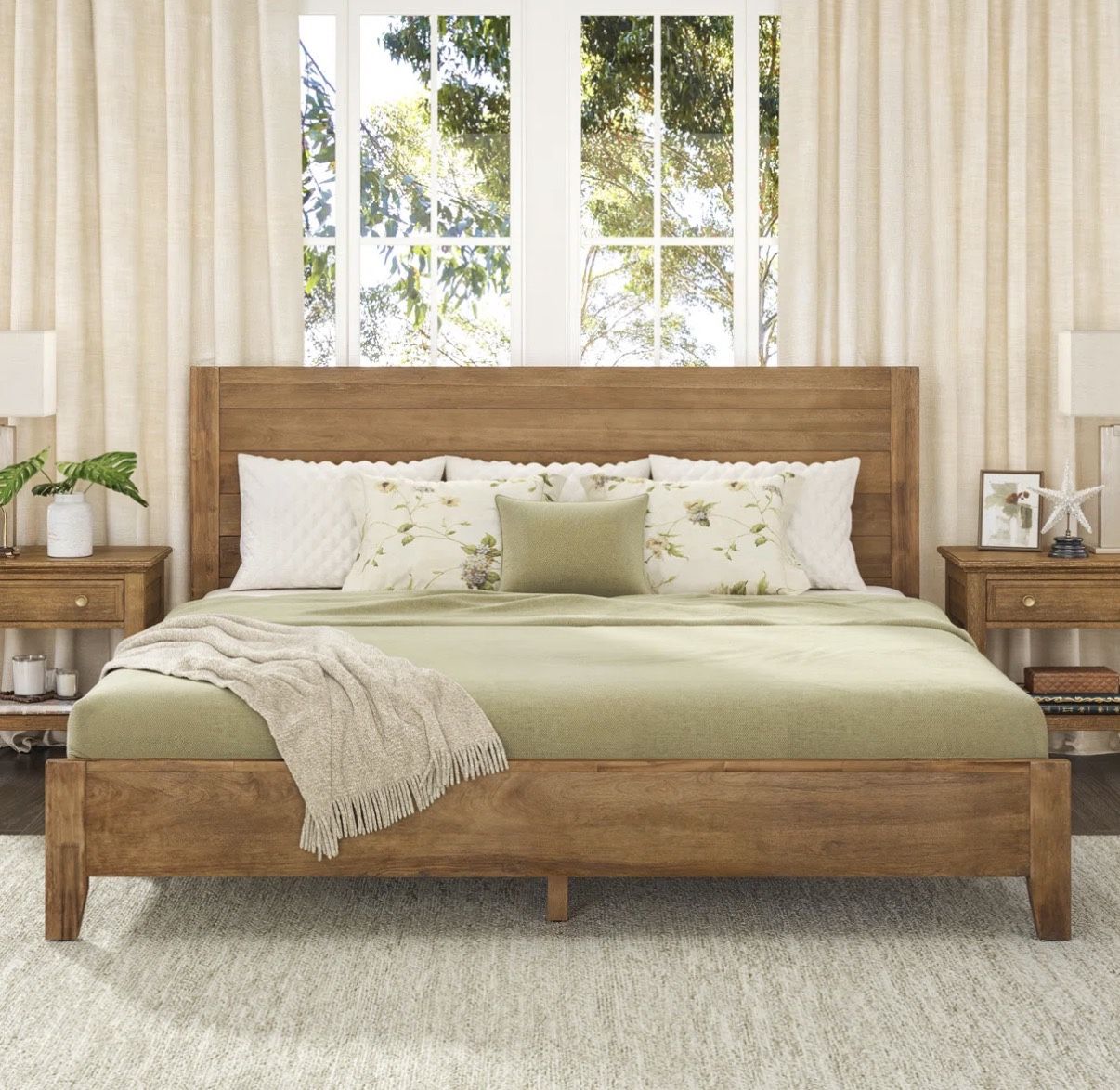 King Size - Solid Wood Bed Frame With Headboard