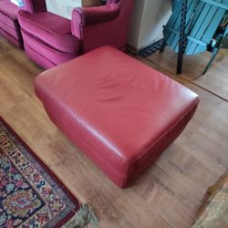 Large oversized Otterman. In Very Good Condition.Sotf Red leather. Coming From A pet Free - Smoke Free Environment 