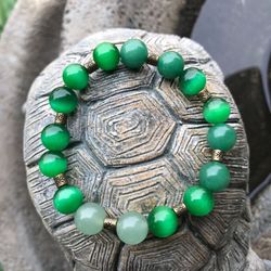 Cats eye and jade bracelet
