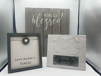 3-Piece Modern Farmhouse Picture Frame Set – Rustic Grey & Whitewash (Holds 4x6 Photos)