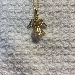 Sterling Silver 10k Gold Plated Angel Necklace 