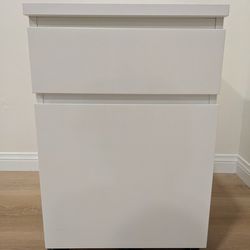 White File Filing Cabinet with Rolling Wheels