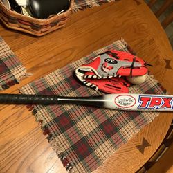 Tball equipment including new Rawlings 10” glove,  Louisville Slugger TPX tball bat 26” and 13.5 oz.  One baseball  All one price 