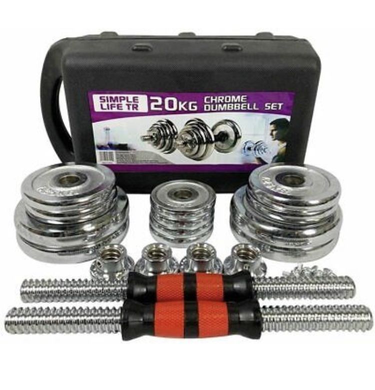44lb Dumbbell Set Full Iron Steel Plates