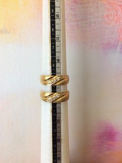 Gold plated14K pair of wedding rings. Won’t fade. No gold.