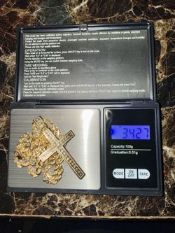 14k Diamond Cut Rope Chain with Cross