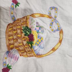 Handmade embroidered easter tablecloth