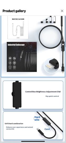 🔥Brand new🔥 Plug & View Inspection Cam with 5M Bendable Cable and Swappable Tool Tips,2.0MP HD Camera, Capturing Exactly,IP67 Waterproof, for iPhone