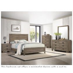 4- Pc Bedroom set Dresser,Mirror  Nightstand (1) Queen size bed frame  Not including Mattress and Box Sp