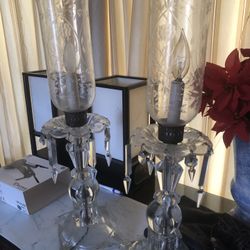 Set Of Two Vintage Crystals Lamps 