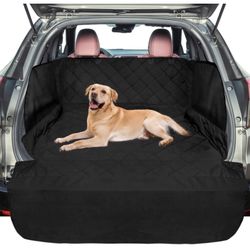 F-color SUV Cargo Liner for Dogs - Waterproof Pet Cargo Liner with Side Flaps, universal fit black 