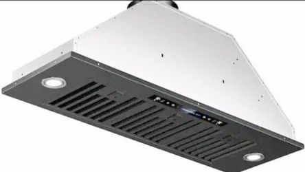 Range Hood Convertible Insert 36 in. 900 CFM Gesture, Remote, Touch, 2 LED,4-Speed, Dual Install, Stainless Steel in Black,Auto-Shutoff,Dishwasher-Saf