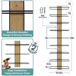 Sorbus Wall Mounted Wine Rack for 9 Wine Bottles - Wood