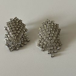 Women’s Vintage Silver Rhinestone Waterfall Earrings